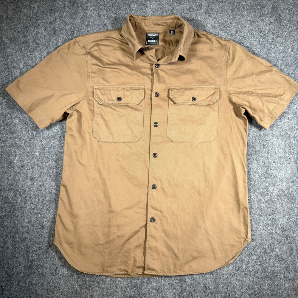 Todd Snyder x Albiate 1830 Shirt Mens M Brown Short Sleeve Cotton Twill